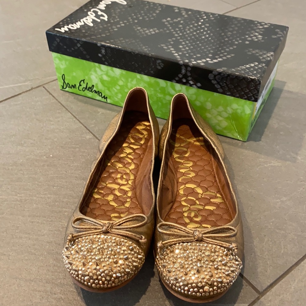 Lightly warn gold Beatrix Sam Edelman flats